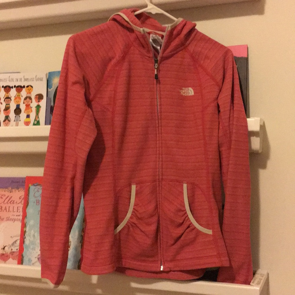The north face hooded girls zip up fleece medium